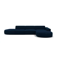 Narożniki - Niebieska aksamitna sofa narożna (prawy narożnik) Jodie - Micadoni Home - miniaturka - grafika 1