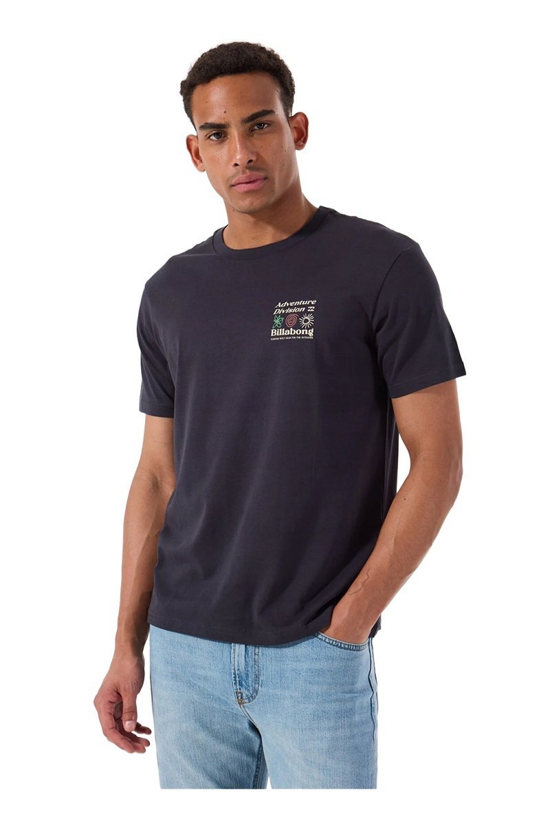 BİLLABONG MĘSKI T-SHIRT Z NADRUKIEM I OKRĄGŁYM DEKOLTEM CZARNY S 5DA