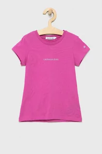 Koszulki dla dziewczynek - Calvin Klein Jeans t-shirt bawełniany dziecięcy kolor różowy - grafika 1