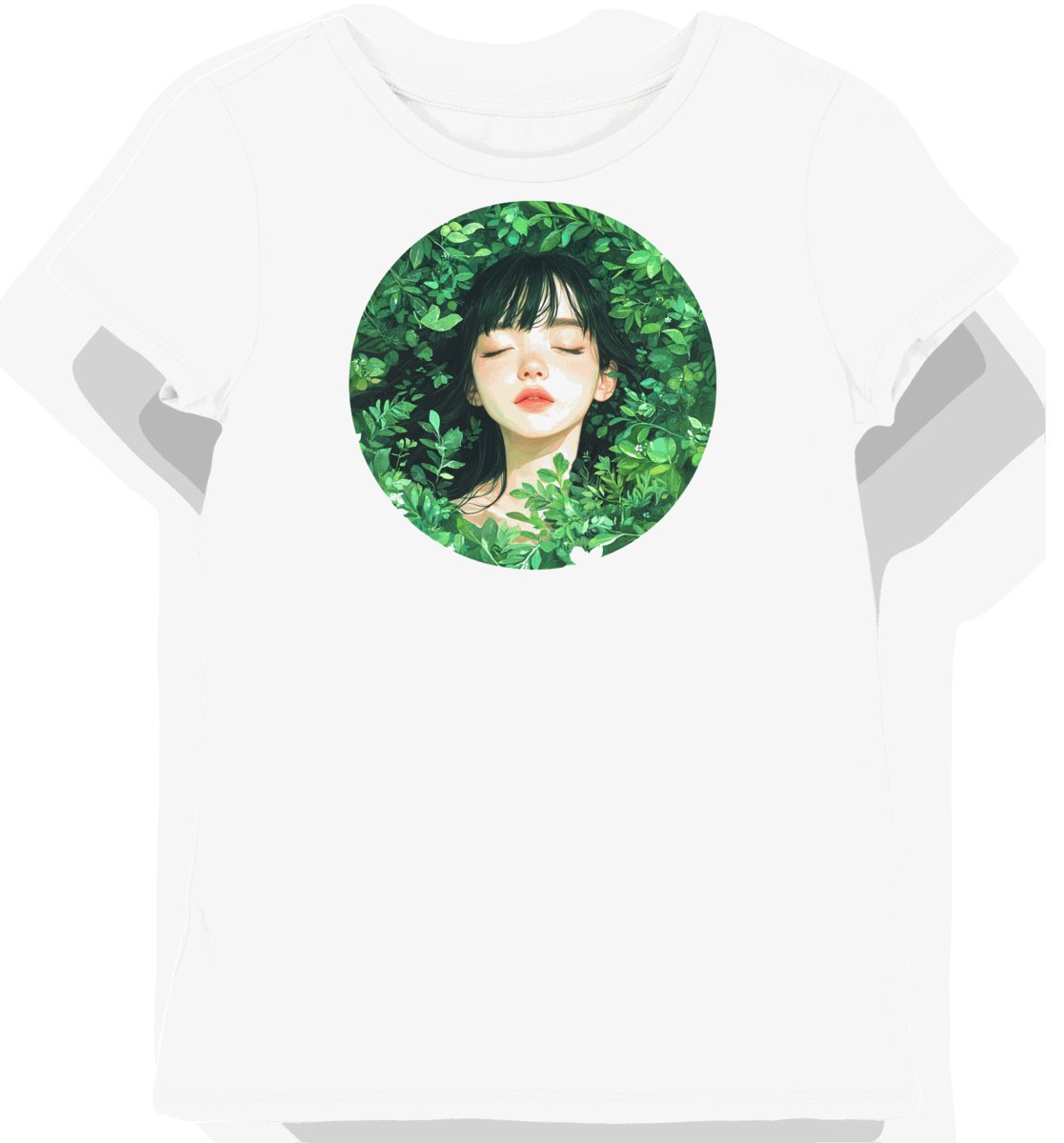 Koszulka damska biała z nadrukiem liści Harajuku XS