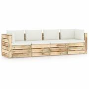 Meble ogrodowe - Ogrodowa sofa 4-os z poduszkami, impregnowane na zielono drewno kod: V-3074605 - miniaturka - grafika 1