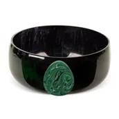 Tace i patery - Misa dekoracyjna szklana CAPRI 25X26X10 czarna + zielona - miniaturka - grafika 1