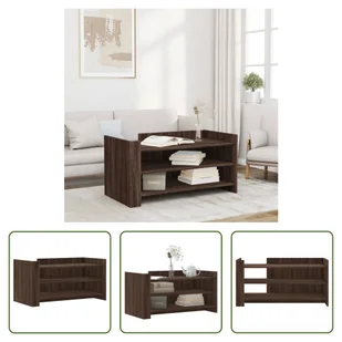 The Living Store stolik kawowy brązowy dąb 100x50x50 cm materiał drewnopochodny - Ławy i stoliki kawowe - miniaturka - grafika 1