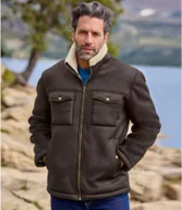 Kurtki męskie - Kurtka ze sztucznego zamszu o wyglądzie postarzanej skóry Mężczyzna Atlas For Men - Kolor : Brązowy - Rozmiar : 4XL - miniaturka - grafika 1