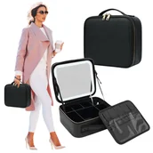 Kosmetyczki, organizery i kuferki - Kuferek kosmetyczka kosmetyki z oświetleniem led lusterko etui na pędzle - miniaturka - grafika 1