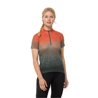 Koszulki i topy damskie - Damska koszulka rowerowa Jack Wolfskin MOROBBIA HZ PRINT T W guave 51 - XS - miniaturka - grafika 1