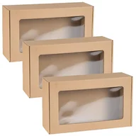 Zestawy upominkowe - Prostokątne pudełko fasonowe z okienkiem, pudełko prezentowe 35x20x10 cm x3 - miniaturka - grafika 1