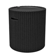Pozostałe ozdoby ogrodowe - Keter Stolik ze schowkiem technorattan Cool Stool Antracyt KET230905 - miniaturka - grafika 1