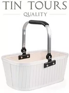 Kosze wiklinowe - BIAŁY BAMBUSOWY KOSZYK ZE SKŁADANYM UCHWYTEM 33x22x14/31 cm - miniaturka - grafika 1