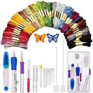 Pasmanteria - Zestaw Do Haftowania Punch Needle 68 El. Zestaw Do Haftu Pętelkowego Igła Tkacka - miniaturka - grafika 1