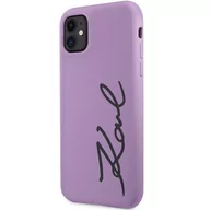 Etui i futerały do telefonów - Karl Lagerfeld KLHCN61SKSVGU iPhone 11 / Xr  6.1" purpurowy/purple hardcase Silicone Signature - miniaturka - grafika 1