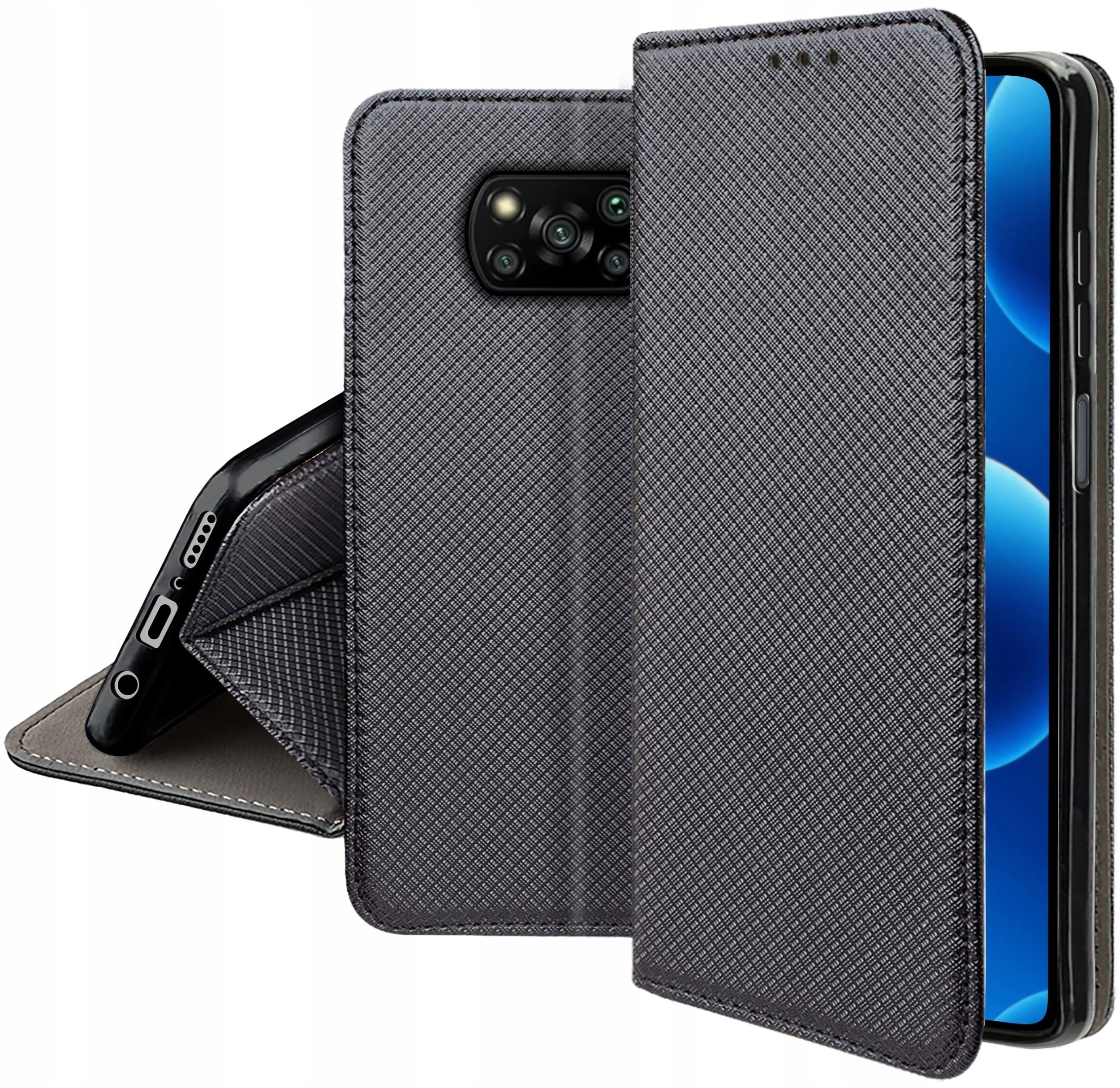 krainaGSM Etui Z Klapką Do Xiaomi Poco X3 Zamykane Czarne Futerał