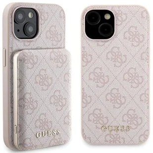Guess Zestaw do iPhone 15 + Powerbank 5000mAh MagSafe 4G Metal Logo Różowy - Etui i futerały do telefonów - miniaturka - grafika 1