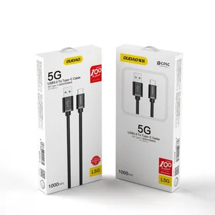 Kabel przewód USB - USB Typ C Super Fast Charge 1 m czarny DUDAO - Kable USB - miniaturka - grafika 1