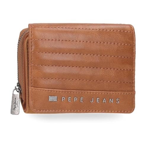 Pepe Jeans Biker Portfel z portmonetką Brązowy 10x8x3 cm Poliester z detalami ze sztucznej skóry by Joumma Bags, Brązowy brązowy, Talla única, Portfel z portfelem