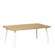 Ławy i stoliki kawowe - Stolik kawowy prostokątny z drewna dębowego Modern Oak, Wykończenie nogi - Buk - farba biała, Wysokość [cm] - 41, Wymiary [cm] - 60x100 - miniaturka - grafika 1