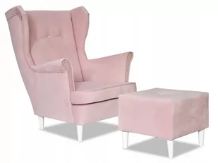 Fotel Uszak z podnóżkiem SALON PIĘKNOŚCI róż PINK - Fotele - miniaturka - grafika 1