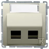 Klawisze i ramki - Kontakt Simon KONTAKT_SIMON Plakietka podwójnego gniazda teleinformatycznego z opisem BASIC Beżowy BMGKS2P.01/12 - miniaturka - grafika 1