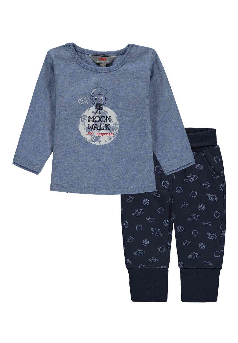 Komplet chłopięcy, Bluzka z długim rękawem, Spodnie dresowe, niebieskie, granatowe, Moon Walk, Kanz