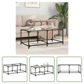 Ławy i stoliki kawowe - The Living Store Stolik kawowy ze szklanym blatem Przezroczysty 98,5x50x40 cm Stalowy - miniaturka - grafika 1