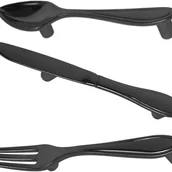 Zawiasy, okucia i inne akcesoria - Kreatywny uchwyt kuchenny ze stopu cynku – uchwyt w kształcie łyżki, widelca i noża, czarny - miniaturka - grafika 1