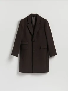Reserved - Płaszcz z wełną - ciemnobrązowy - Płaszcze damskie - miniaturka - grafika 1