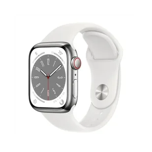 Apple Watch 8 GPS + Cellular 45mm Silver Stainless Steel Case with White Sport Band - Regular - Smartwatch - miniaturka - grafika 1