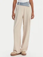 Spodnie damskie - Desigual Spodnie materiałowe 26SWPW28 Beżowy Regular Fit - miniaturka - grafika 1