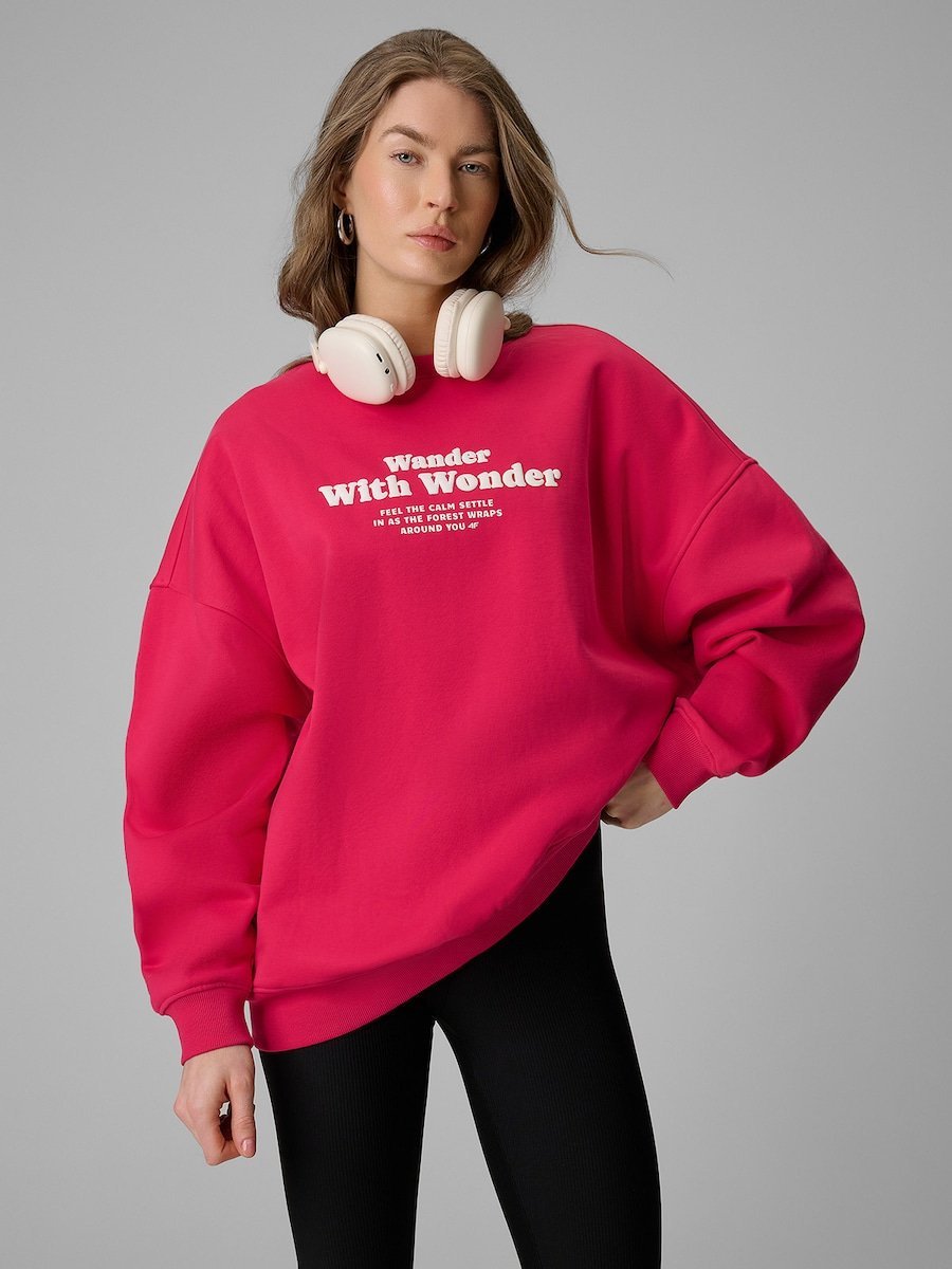 Bluza dresowa oversize bez kaptura damska 4F 4FRSS26TSWSF2993-53S Różowy S