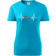 Koszulki i topy damskie - Damska Koszulka z Nadrukiem grupa krwi - 0 rh- Honorowy Dawca Krwi Prezent turkusowy L - miniaturka - grafika 1