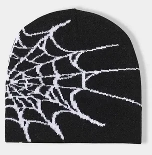 Czapka pajęczyna spider pająk beanie w stylu Y2K czarna streetwear - Czapki damskie - miniaturka - grafika 1