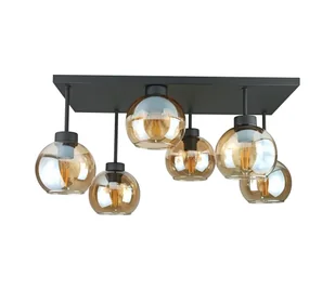 Żyrandol natynkowy NESSA 6xE27/60W/230V czarny/dymny beżowy - Lampy sufitowe - miniaturka - grafika 1