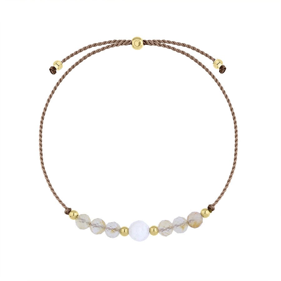 Bransoletka zodiakalna Bliźnięta Cytryn i kamień księżycowy na sznurku