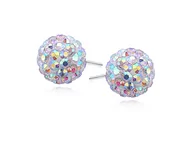 Kolczyki - Swarovski Valerio.pl Kolczyki kulki kolorowe kryształki multicolor 10mm shamballa discoball srebro 925 CRH0007E10 CRH0007E10 - miniaturka - grafika 1