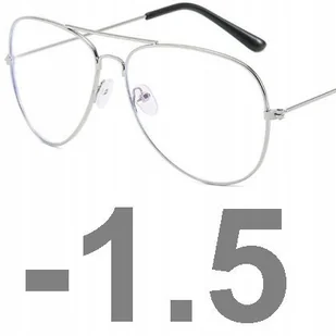 Okulary korekcyjne minusy pilotki srebrne -1.5 - Okulary korekcyjne, oprawki, szkła - miniaturka - grafika 1