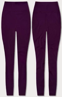 LEGGINSY DAMSKIE Z OZDOBNYMI SZWAMI CIEMNY FIOLET (54460) - J STYLE - Spodnie damskie - miniaturka - grafika 1
