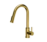 Baterie kuchenne - Quadron Julia Bateria kuchenna wysoka z wyciąganą wylewką złoty PVD 3673500PVDG1 - miniaturka - grafika 1