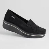 Mokasyny damskie - Mokasyny damskie skóra GOODIN GD-FL6076 czarny lekkie klasyczne zamsz 36 - miniaturka - grafika 1