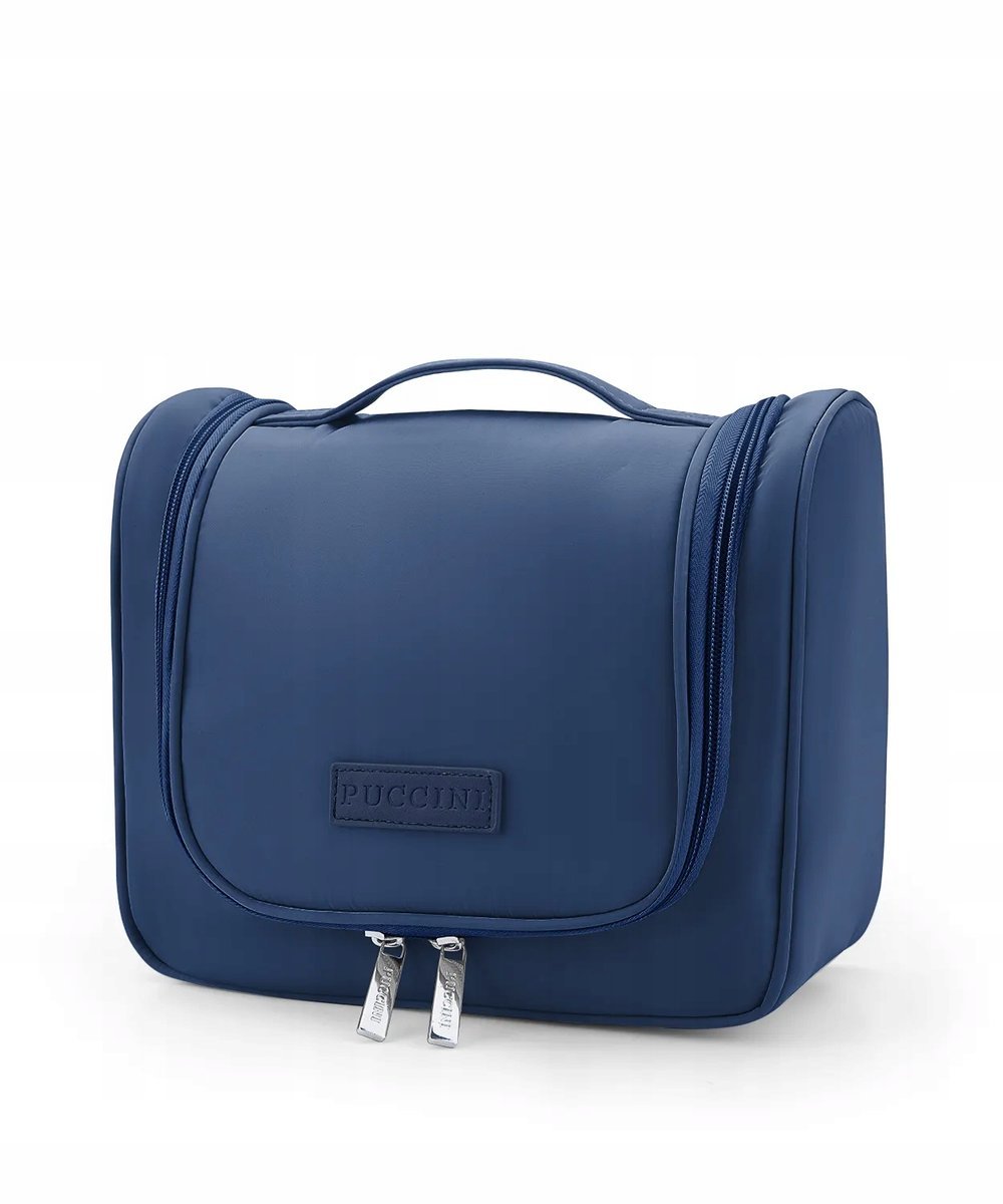 Kosmetyczka Podróżna Z Haczykiem Pojemna Zamek PUCCINI Granatowa QML013-7A
