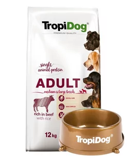Tropidog Premium Adult Medium&Large Breeds Beef&Rice 12 kg - Sucha karma dla psów - miniaturka - grafika 3