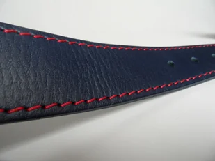 Pasek Męski Skórzany PAS-MAX (PL) Skóra Licowa EXTRA 40 mm Niebieski Z Czerwoną Nitką - Paski - miniaturka - grafika 8