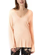 Koszulki i topy damskie - Schiesser Damska Koszulka z Długim Rękawem, Górna Część Piżamowa, Jasnoczerwona, 40 - miniaturka - grafika 1