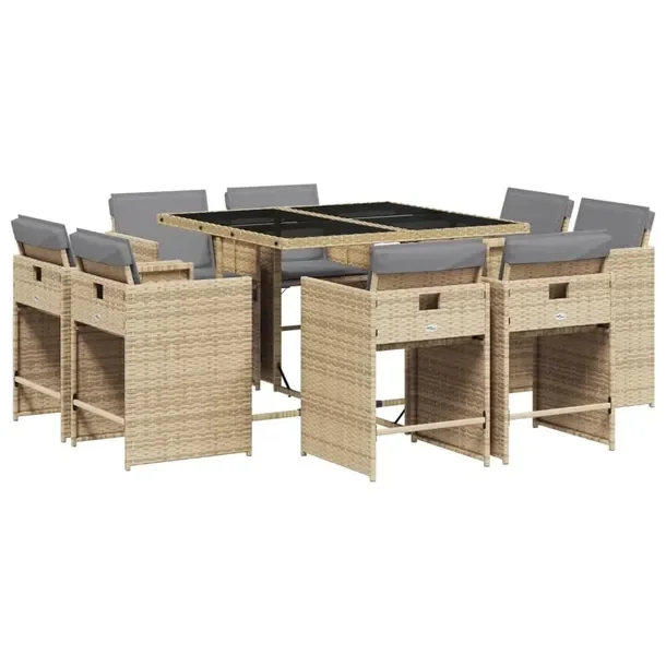 Zestaw Mebli Ogrodowych Rattan PE, Stół 110x106x73cm, Krzesła 50,5x50x79