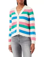 Swetry damskie - Bestseller A/S Damski kardigan Pcnatasha Ls Knit Noos Bc, brzoza/paski: różowy (shocking pink-mint-rosh-french blue), S - miniaturka - grafika 1