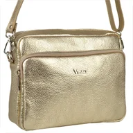 Torebki damskie - Modna skórzana torebka listonoszka złota VEZZE - miniaturka - grafika 1