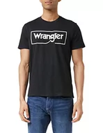 Koszulki męskie - Wrangler Koszulka męska z logo ramki, Wygasły czarny, XL - miniaturka - grafika 1
