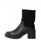 Botki damskie - LOVE MOSCHINO CZARNE BOTKI Z SUROWYM WYKOŃCZENIEM 36 T7C - miniaturka - grafika 1