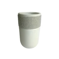 Wazony i flakony - Ceramiczny wazon w stylu Glamour z obwódką biało-srebrny mały taki jak na zdjęciu - miniaturka - grafika 1