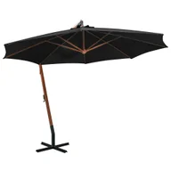 Parasole ogrodowe - Parasol ogrodowy wiszący, jodłowy słupek, czarny, 3,5x2,9 m - miniaturka - grafika 1