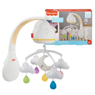 Fisher Price Karuzela Chmurkowa Uspokajacz 2w1 Biała 0+ - Karuzele dla niemowląt - miniaturka - grafika 1